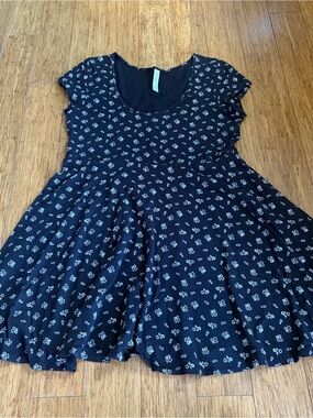 blue halter mini dress Miss Circle Melody Navy Blue Pinstripe Halter Drop Waist Mini Dress XS